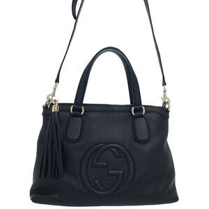 Gucci Soho grained leather top handle bag 2way tote shoulder bag